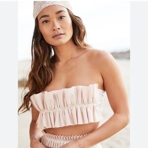 NEW Azulu Venere pleated ruffle bikini top Anthropologie